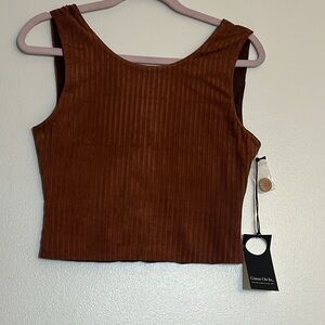 Revolve Privacy Please Velour Ribbed Sleeveless Crop Top Medium